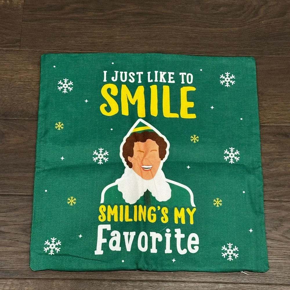 Set of Two Buddy The Elf Green and Black Holiday Pillow Covers
